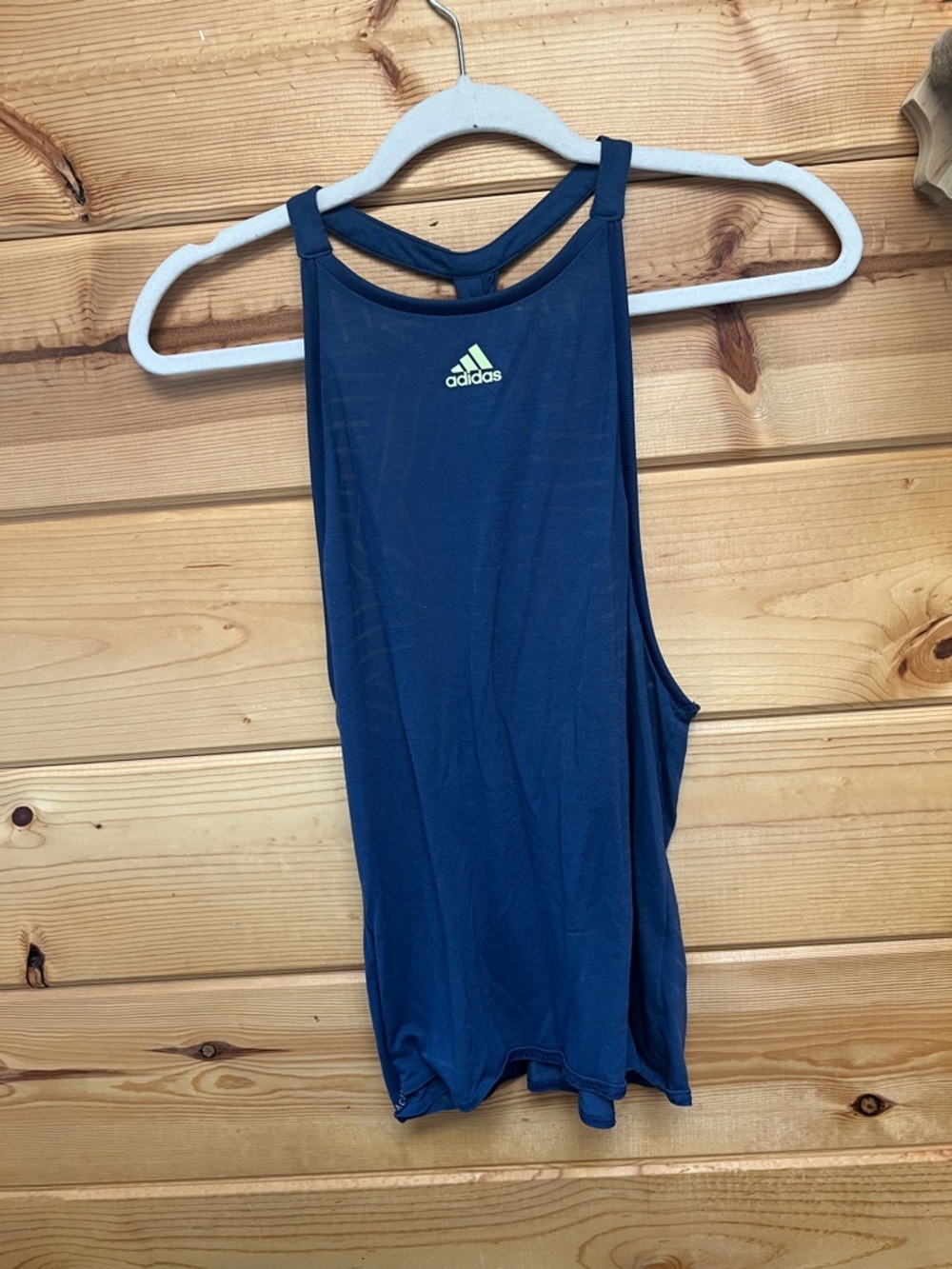 adidas Navy Tank Top with Neon Green Logo